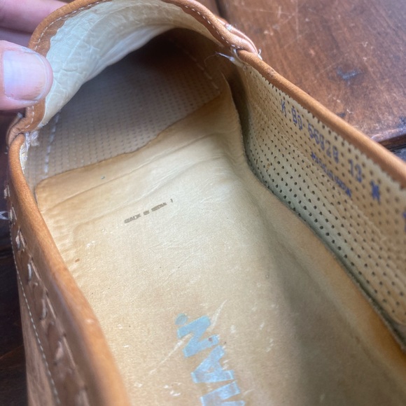 FREEMAN Tan Woven Leather Slip-On Loafers Men SZ 13 - Picture 3 of 16